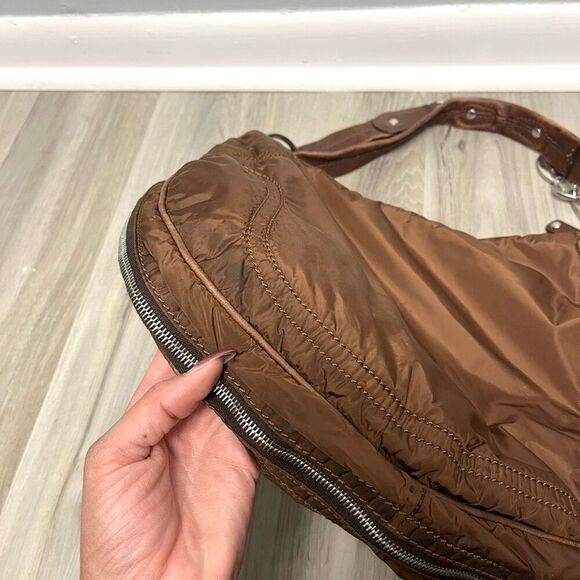 Tod's Luna Brown Nylon Media Hobo Purse Bag - Picture 7 of 14